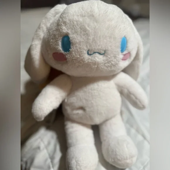 Cute White Plush Bunny with Blue Eyes - Picture 1 of 2